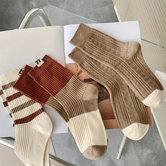 Striped Crew Socks Comfy & Breathable Women's Stockings