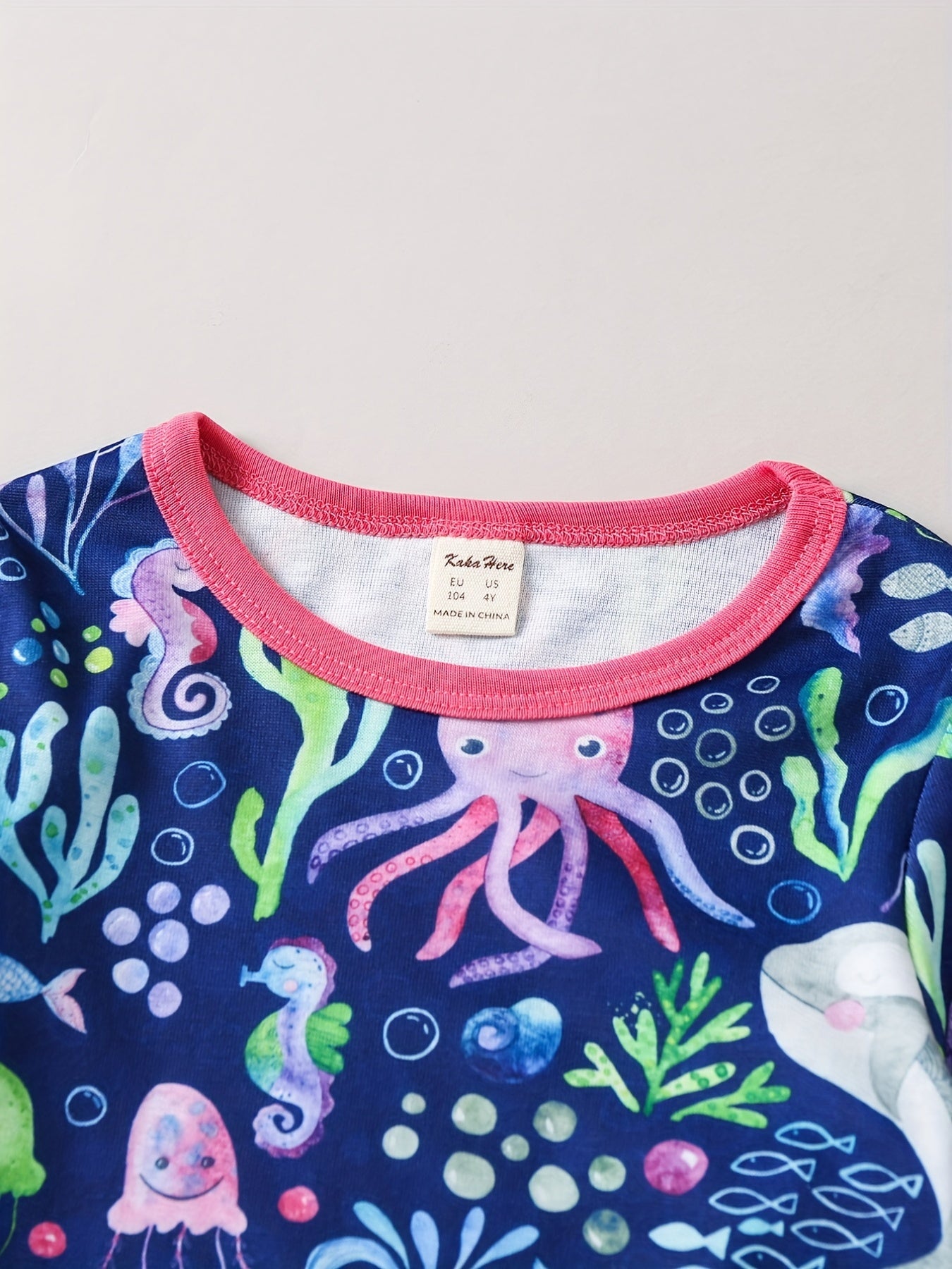 Kids' 2pcs Pajamas Set Jellyfish Whale Print Long Sleeve Top & Pants