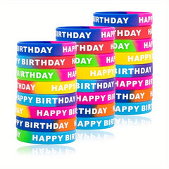 4pcs Colorful Happy Birthday Blessing Sports Wristband