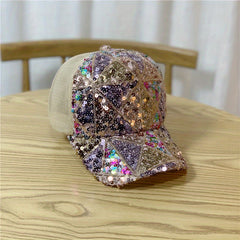 Plaid Sequin Sparkling Baseball Cap Adjustable Mesh Breathable Trucker Hat