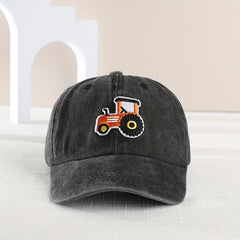 Boys Retro Tractor Washed Baseball Cap Adjustable Sun Hat
