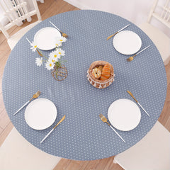 Vinyl Fitted Tablecloth Flannel Backing Elastic Edge Waterproof PVC Table