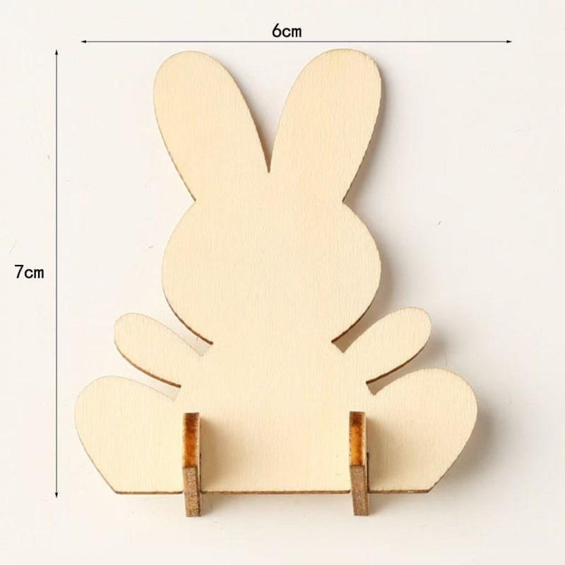 Wooden Easter Bunny Puzzle Toy DIY Easter Cartoon 3D Bunny