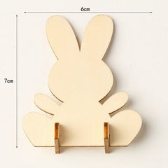 Wooden Easter Bunny Puzzle Toy DIY Easter Cartoon 3D Bunny