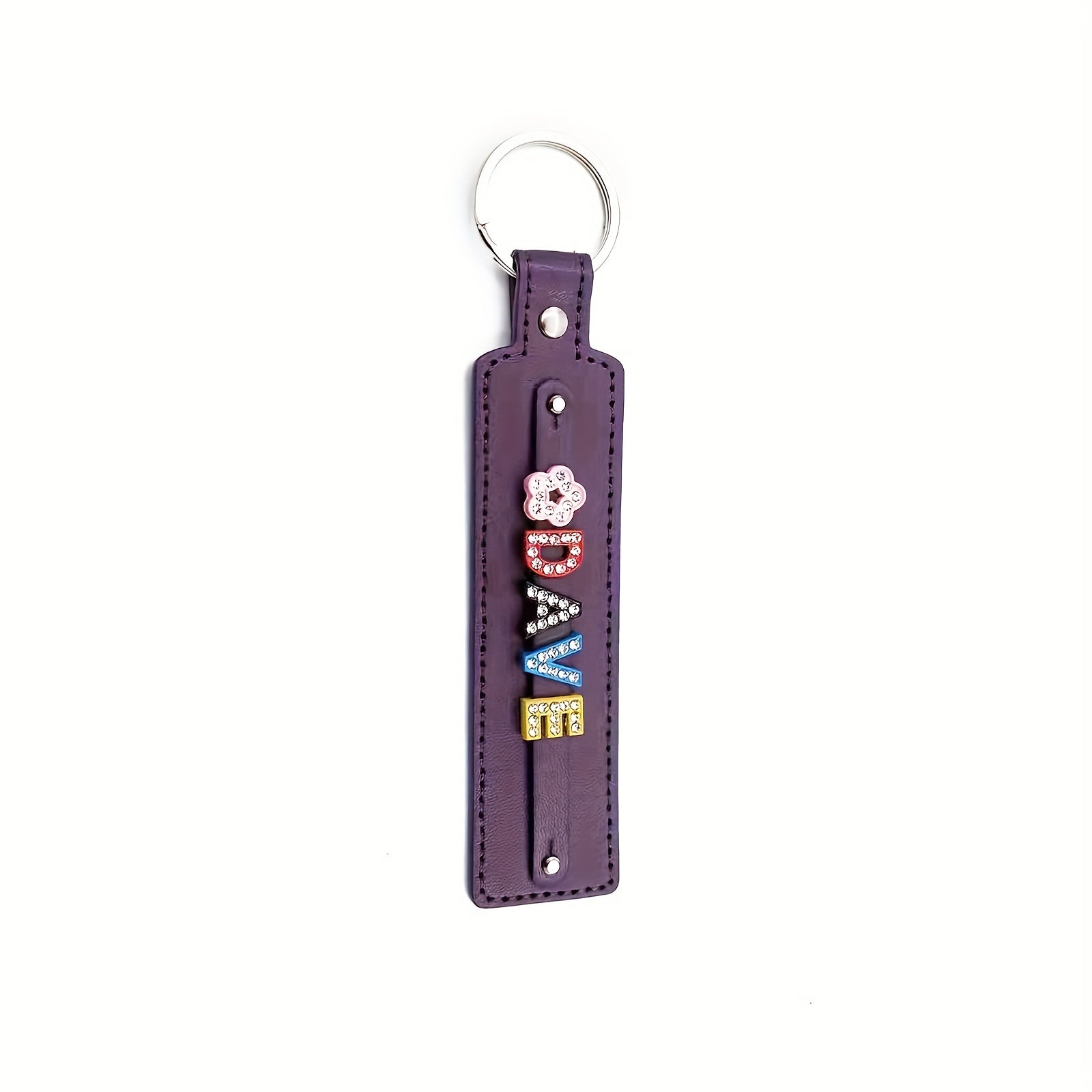 Custom Pet Memorial Keychain with Colorful Letters and Rhinestone String