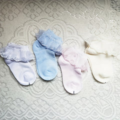Girls Lace Ruffle Crew Socks Breathable Cotton Blend for Latin Dance Dress