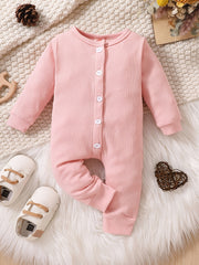 Kids Winter Jumpsuit Solid Cotton Long Sleeve Casual