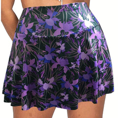 Floral Print High Rise Plus Size Sports Skort