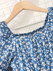 Girls Floral Print Square Neck Casual Dress for Summer