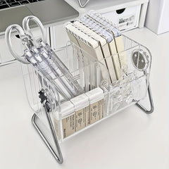 Stationery Transparent Storage Box Metal Corner Rack Desktop Shelf