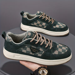 Men's Plaid Lace Up Sneakers Casual Outdoor Walking Shoes
