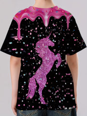 Dreamy Unicorn 3d Print Boy's Casual Tees Short Sleeve Crew Neck