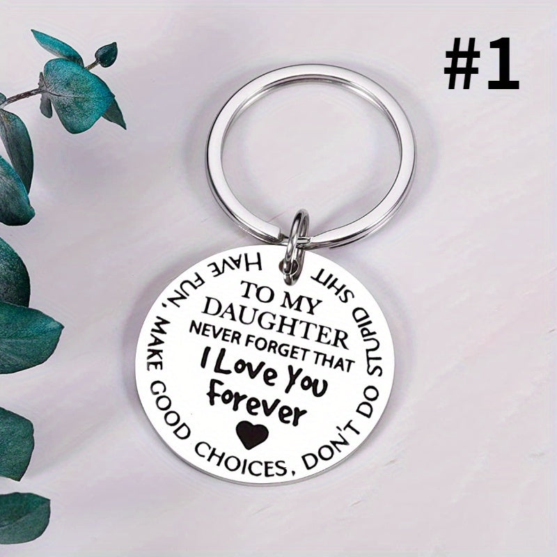To My Daughter Son I Love You Forever Keychain Metal Key Ring Graduation Gift
