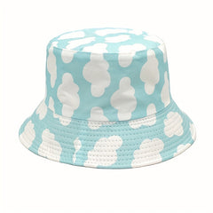 Cloud Print Reversible Bucket Hat Unisex Casual Couple Sun Cap