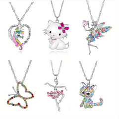 6pcs Pastel Crystal Necklaces for Teen Girls