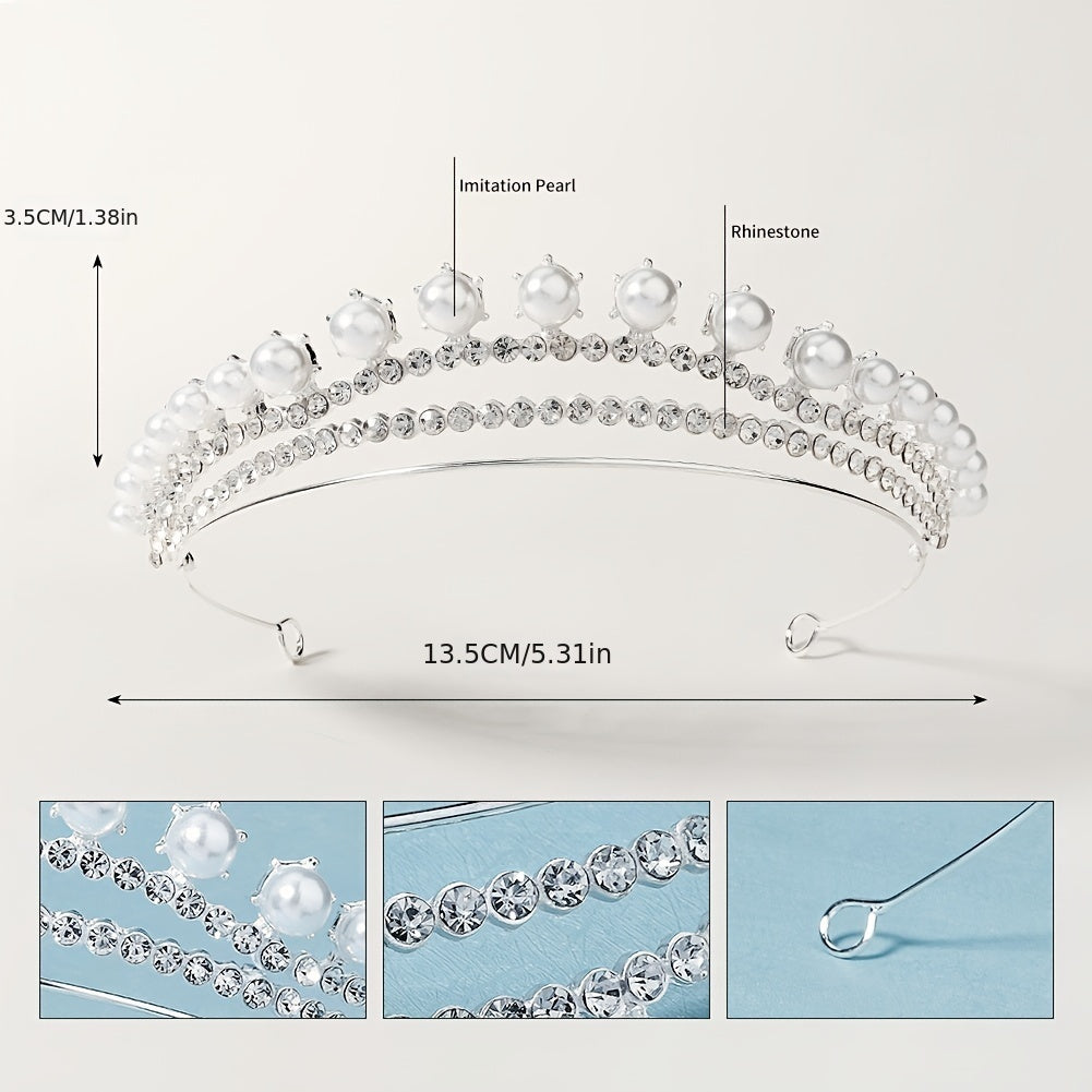 Pearl Headband Rhinestone Head Hoop Bridal Hair Accessories