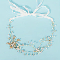 Crystal Wedding Headpiece Faux Pearl Bridal Hair Vine Tiara