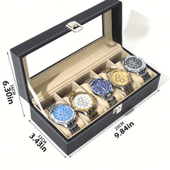1pc Faux Leather Watch Box 12-grid Storage Collection