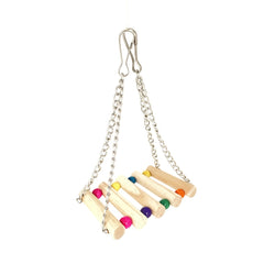 Wooden Bird Swing with Hanging Bell for Parrots and Birds
