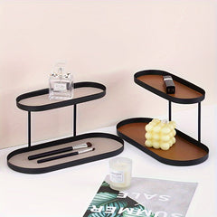 Iron Faux Leather Double Storage Rack Home Furnishings Storage Tray Entryway