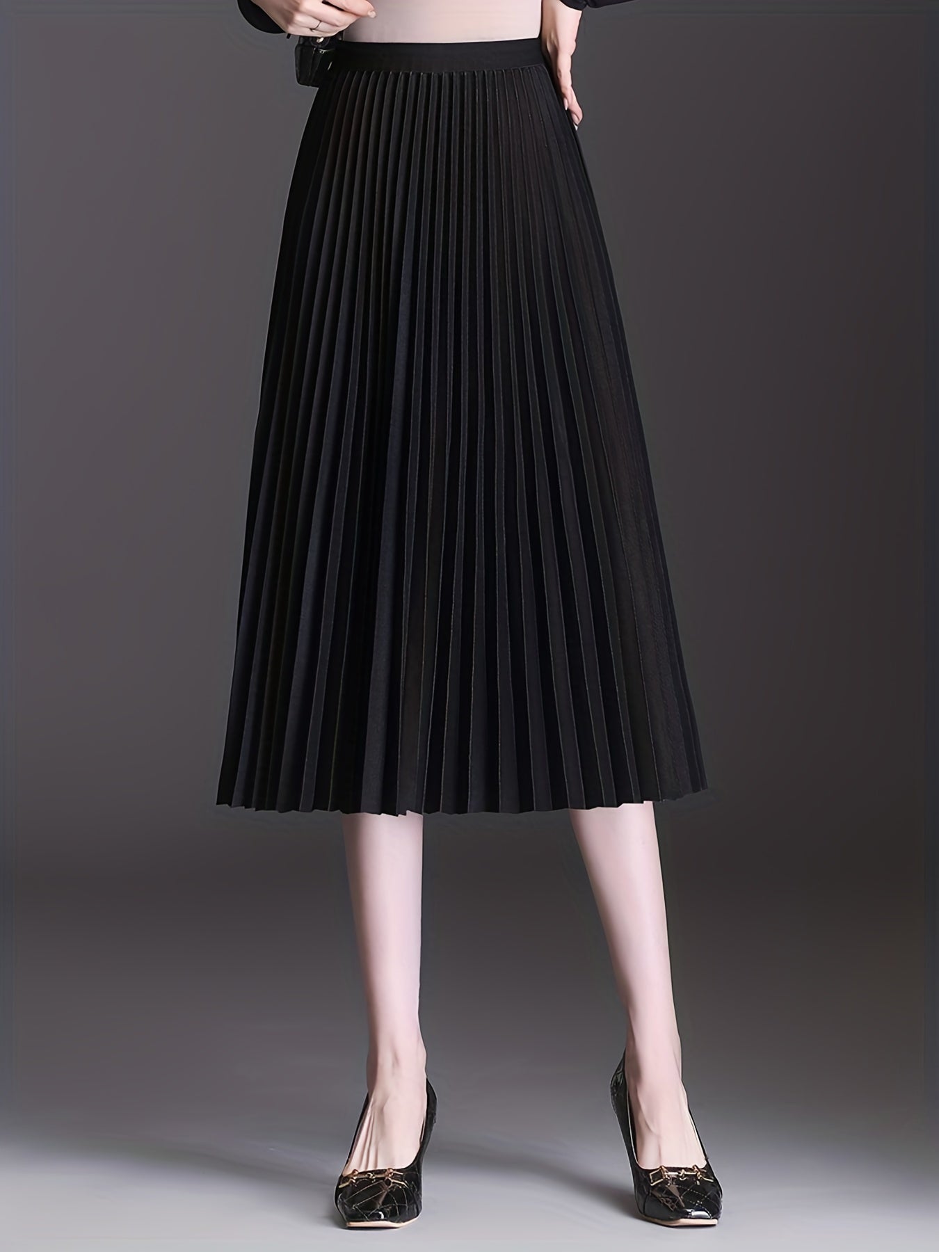 High Waist Pleated Skirts Midi Women's Clothing