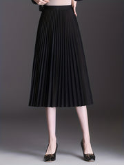 High Waist Pleated Skirts Midi Women's Clothing