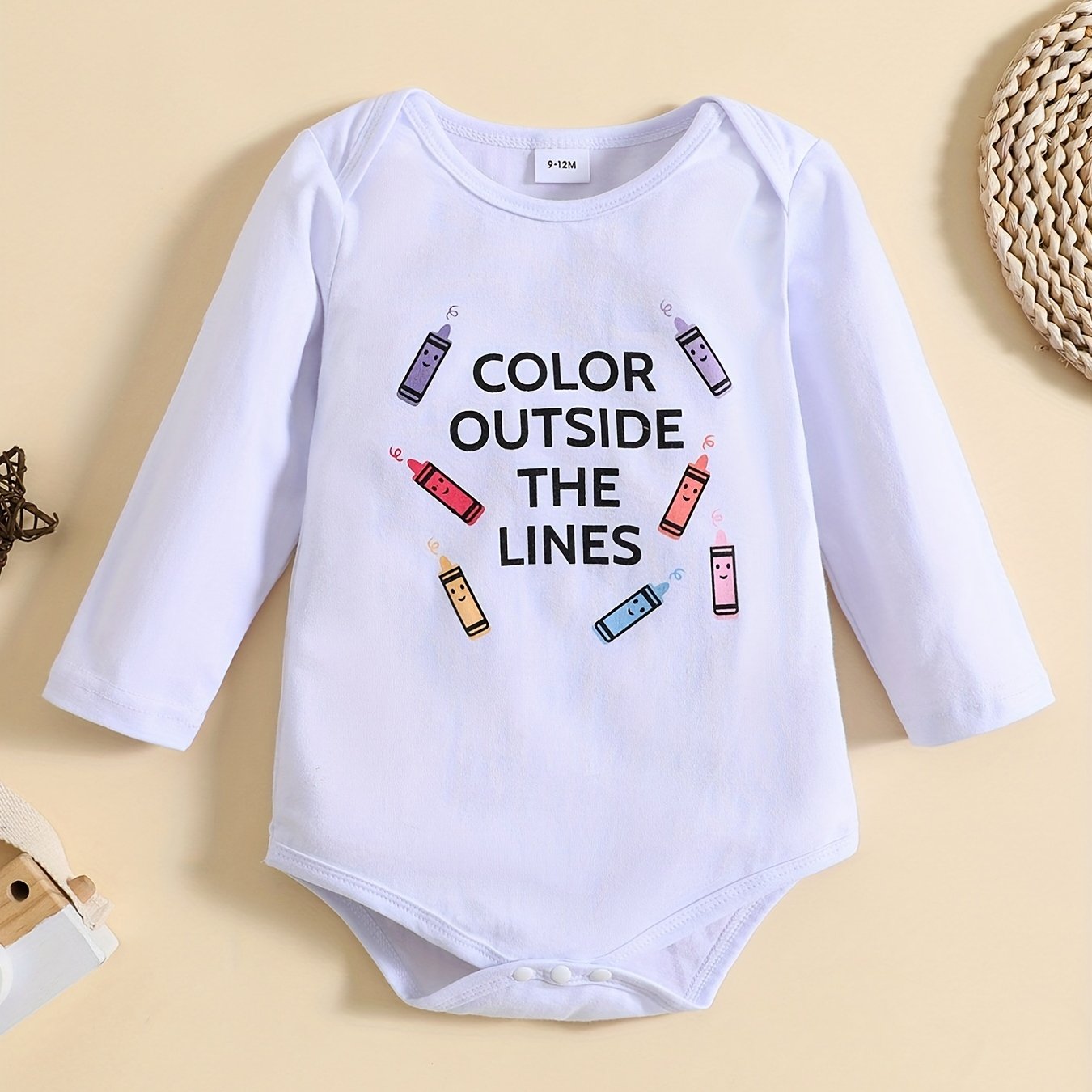 Baby Boy Casual Cotton Romper OUTSIDE THE LINES Long Sleeve Jumpsuit