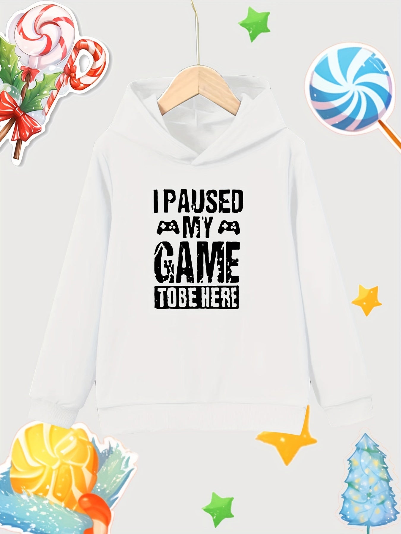 Paused Game To Be Here Print Girls Hooded Sweatshirt