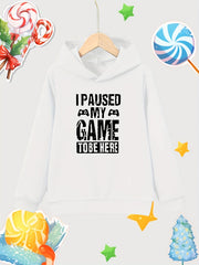 Paused Game To Be Here Print Girls Hooded Sweatshirt