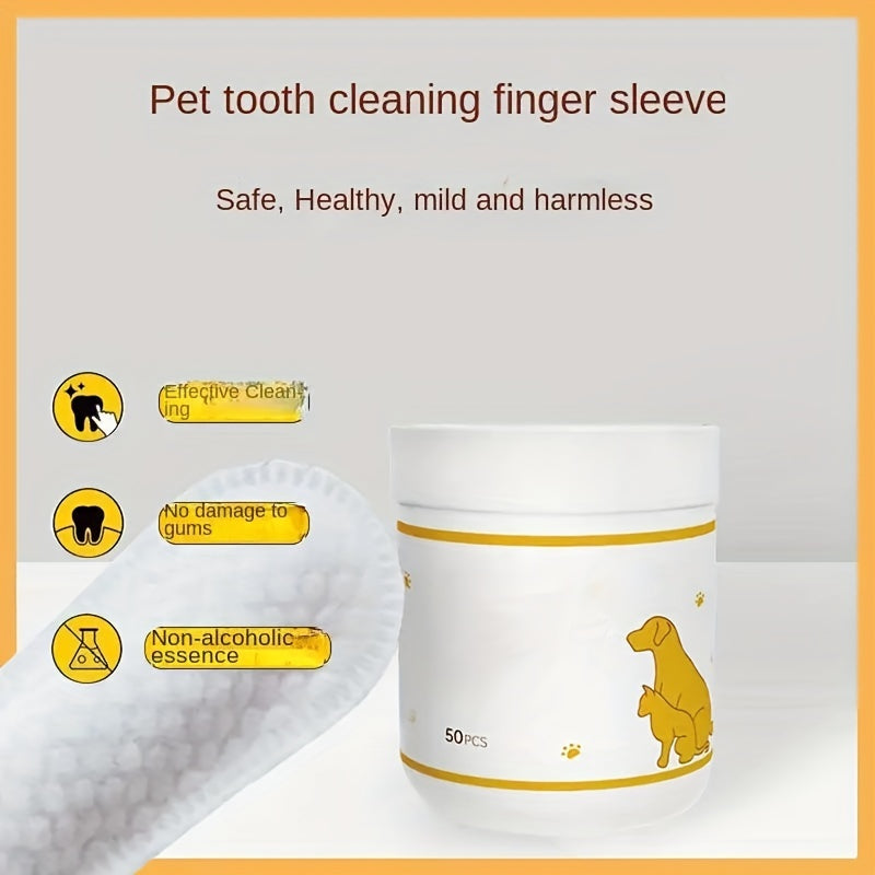 50pcs Dog Teeth Cleaning Finger Cover Wipes Oral Cleaning Deodorant
