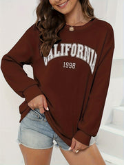 California Print Casual Long Sleeve Sweatshirt for Women
