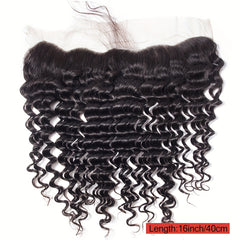 13x4 Brazilian Deep Wave Human Hair Lace Frontal Pre Plucked Natural Closure