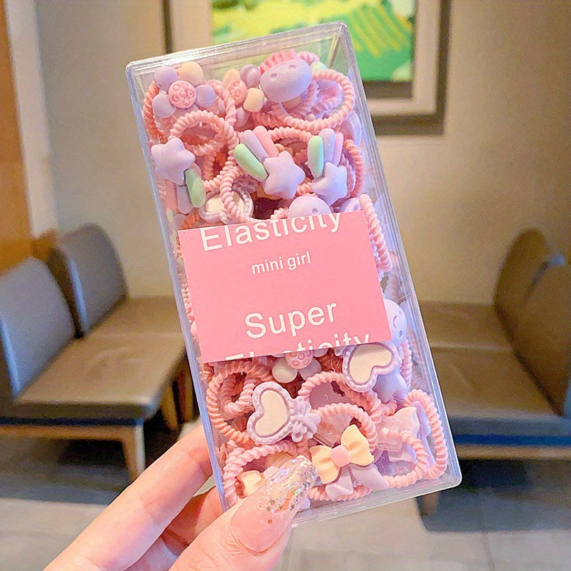 30pcs Cute Elastic Hair Ties for Baby Girls' Ponytails