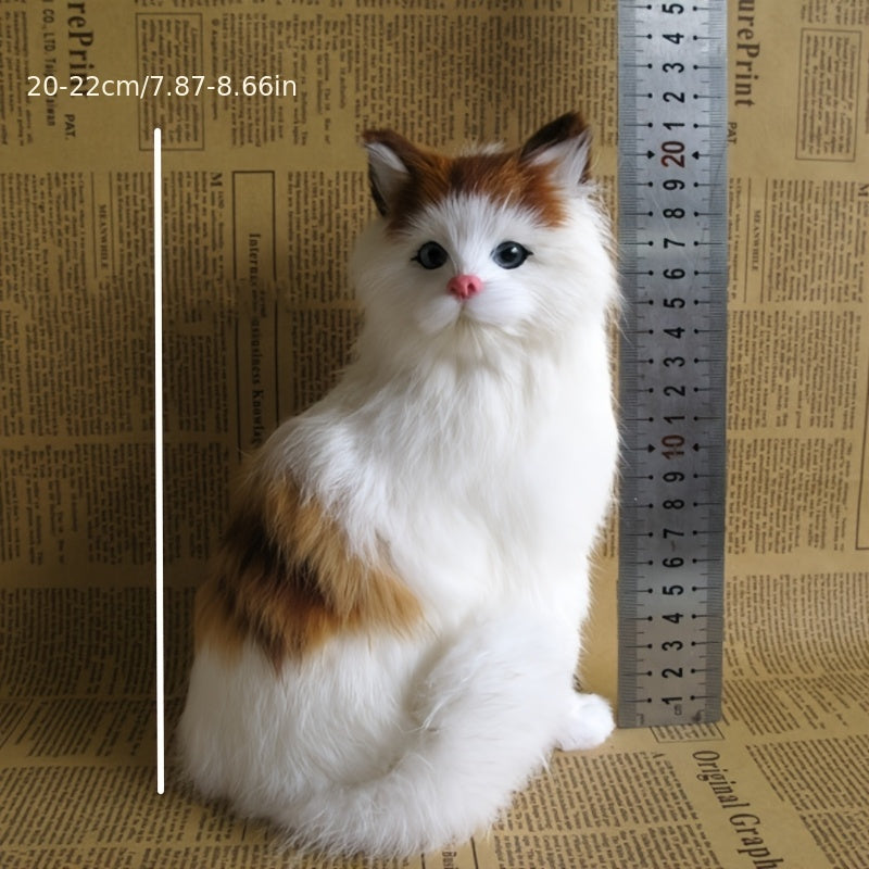 WhimsyCrafts Realistic Plush Cat Figurine Simulation Animal Cat Ornament