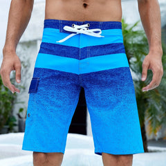 Stripe Print Beach Shorts Men's Swim Trunks Quick Dry Swimwear