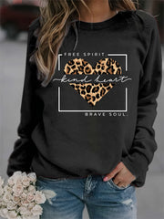 Kind Heart Print Sweatshirt Casual Crew Neck Sweatshirt Women's Clothing