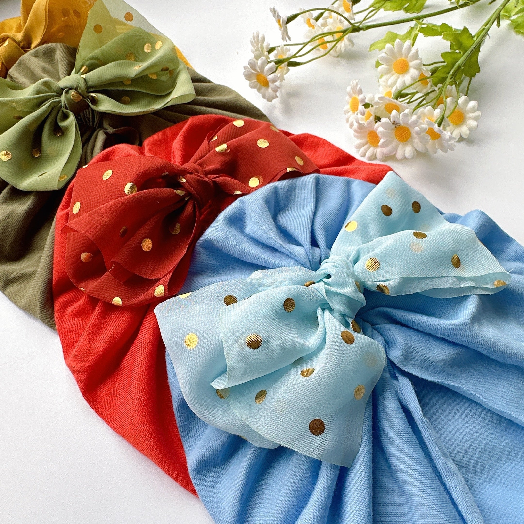 Baby Girls Bow Decor Cap Soft Head Wrap Head Accessories