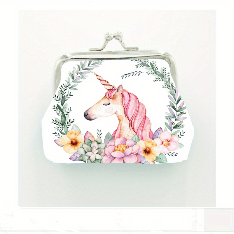 Cartoon Unicorn Graphic Coin Purse Wallet Portable Bag for Girls