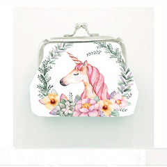 Cartoon Unicorn Graphic Coin Purse Wallet Portable Bag for Girls
