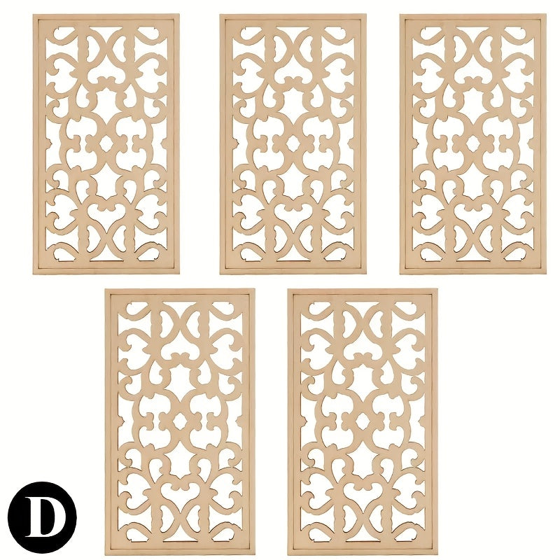 Set of 5 Wooden Screens for Room Separation and Decorative Use