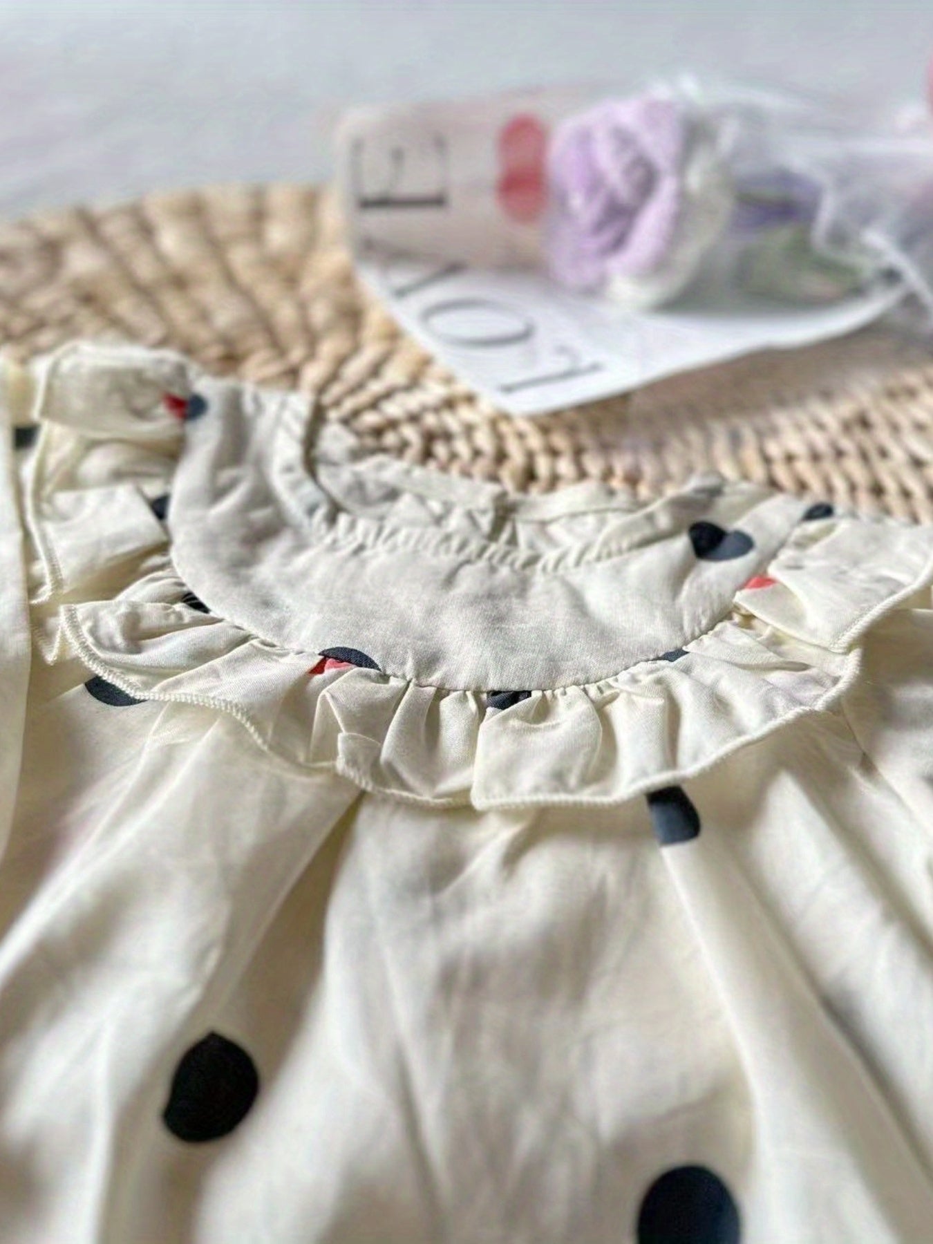 Polka Dot Ruffle Trim Blouse for Little Princess