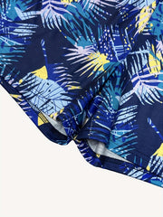 Tropical Print Elastic Waist Shorts for Women