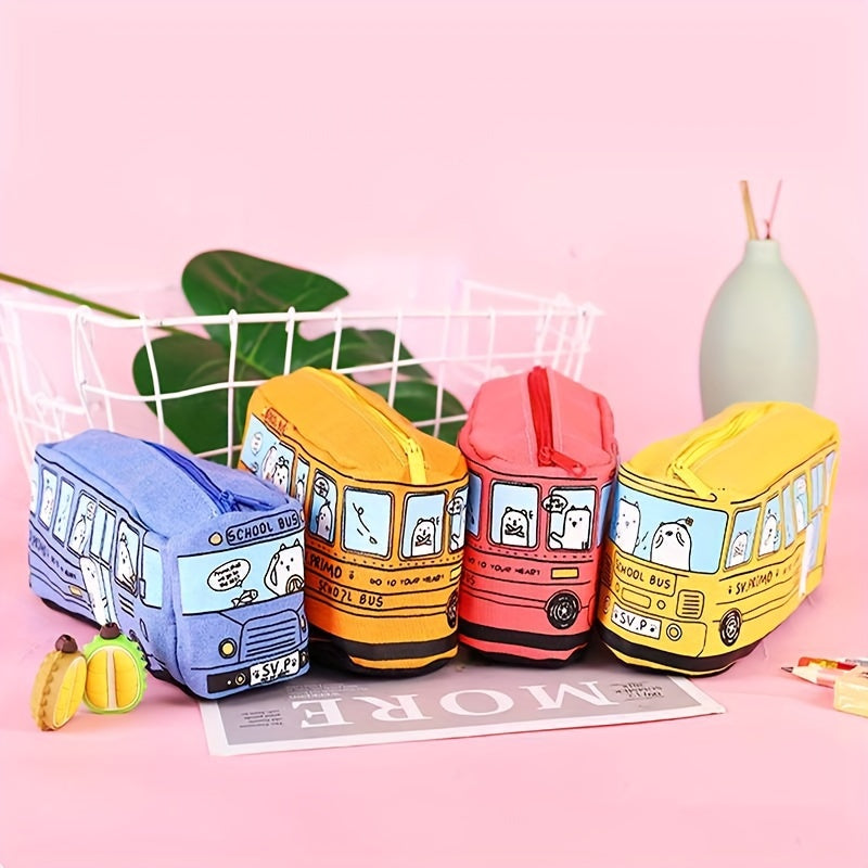 Canvas Pencil Bag Large Capacity Cartoon Pencil Case