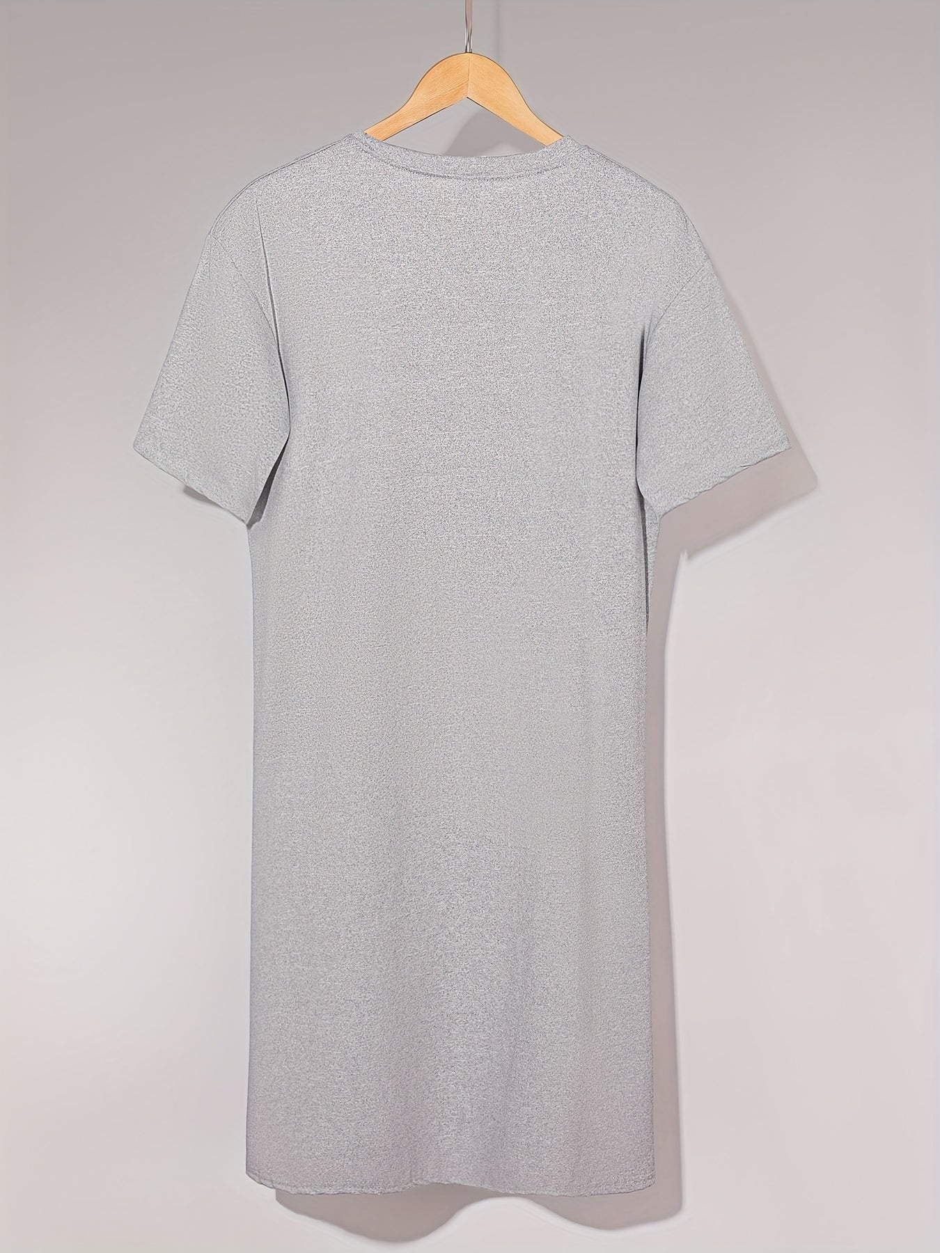 Letter Print Lounge Dress Short Sleeve Split Nightdress