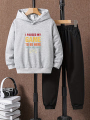 Boys Hooded Sweatshirt & Sweatpants Set, Size 2pcs, Outdoor Clothes