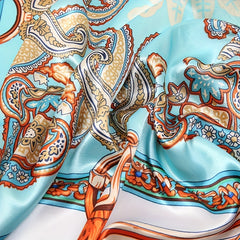 Vintage Paisley Print Scarf Silk Square Shawl Classic Head Wrap