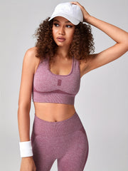 Women's Seamless Yoga Fitness Set Sleeveless Cropped Top & Leggings
