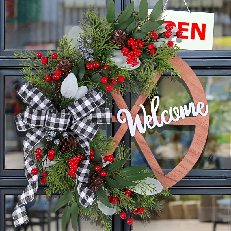 Christmas Bowknot Wheel Garland Flower Door Window Arrangement