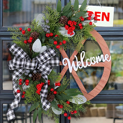 Christmas Bowknot Wheel Garland Flower Door Window Arrangement
