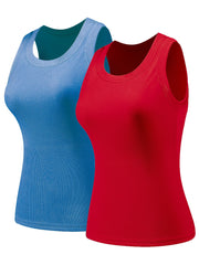 Women's Ribbed Sleeveless Tank Top for Summer Workout